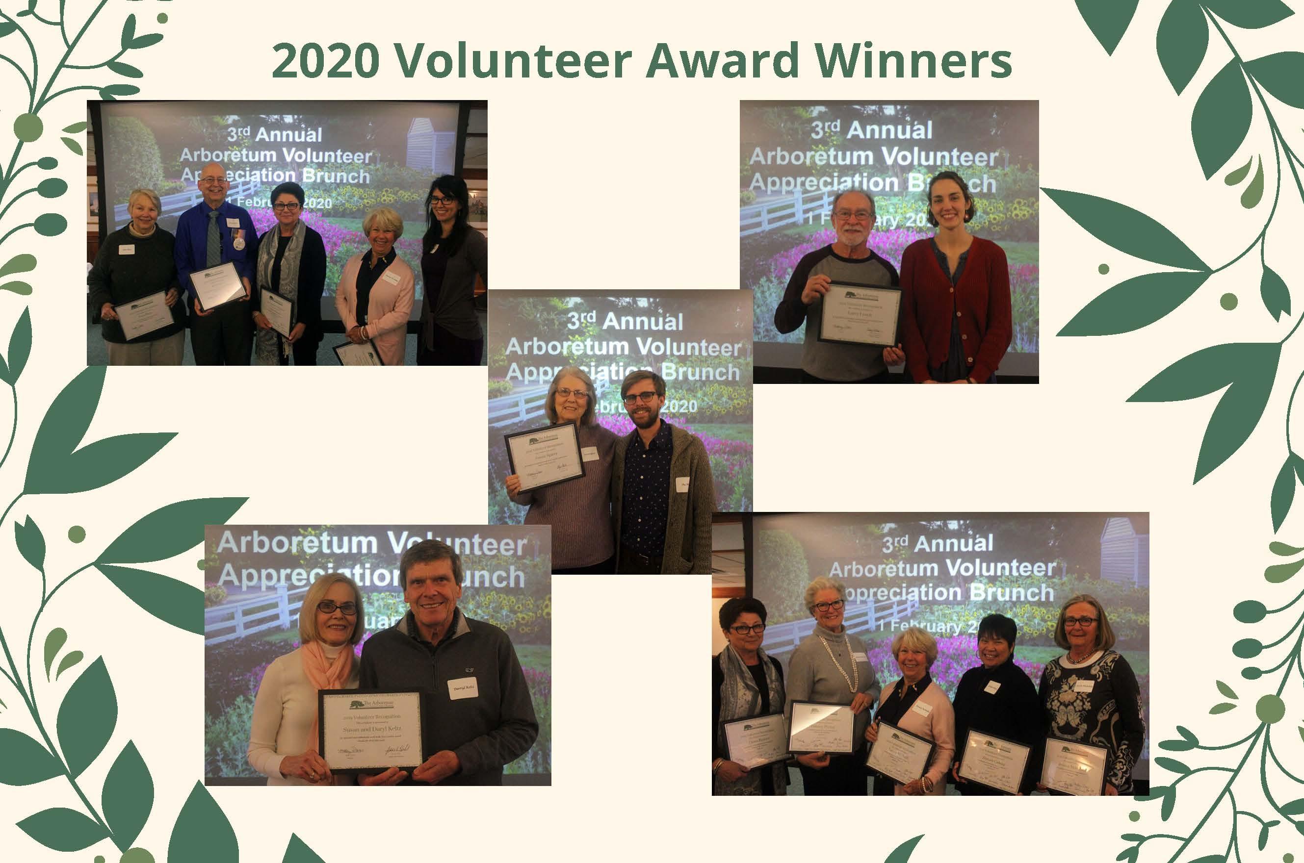 A collage of photos of the 2020 Volunteer Award winners