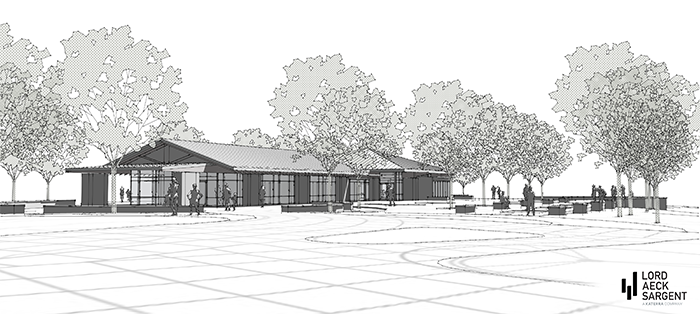 A 3D rendering shows the Dorthea Smith Oatts Visitor Center expansion project.