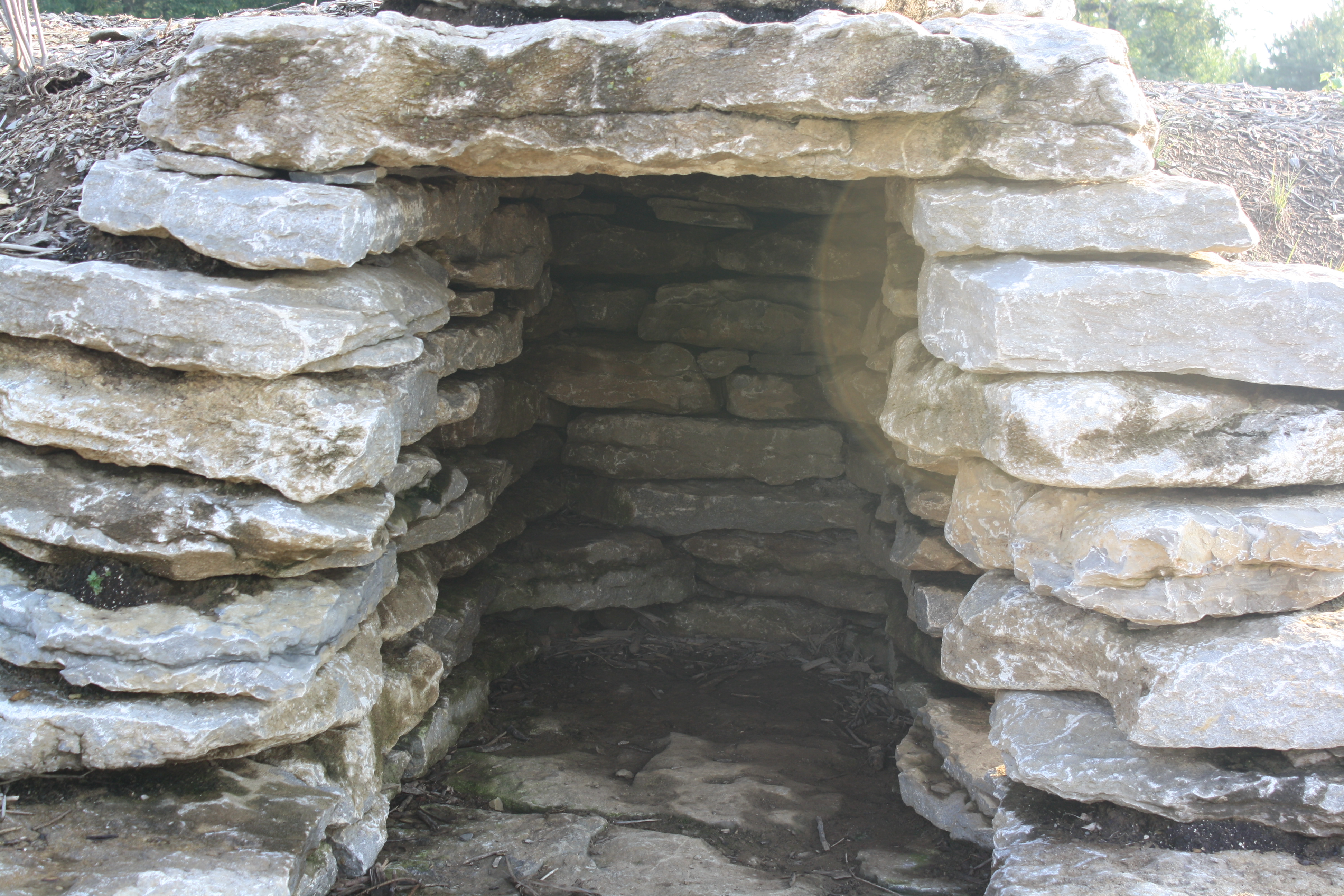 A view of a man-made limestone cave