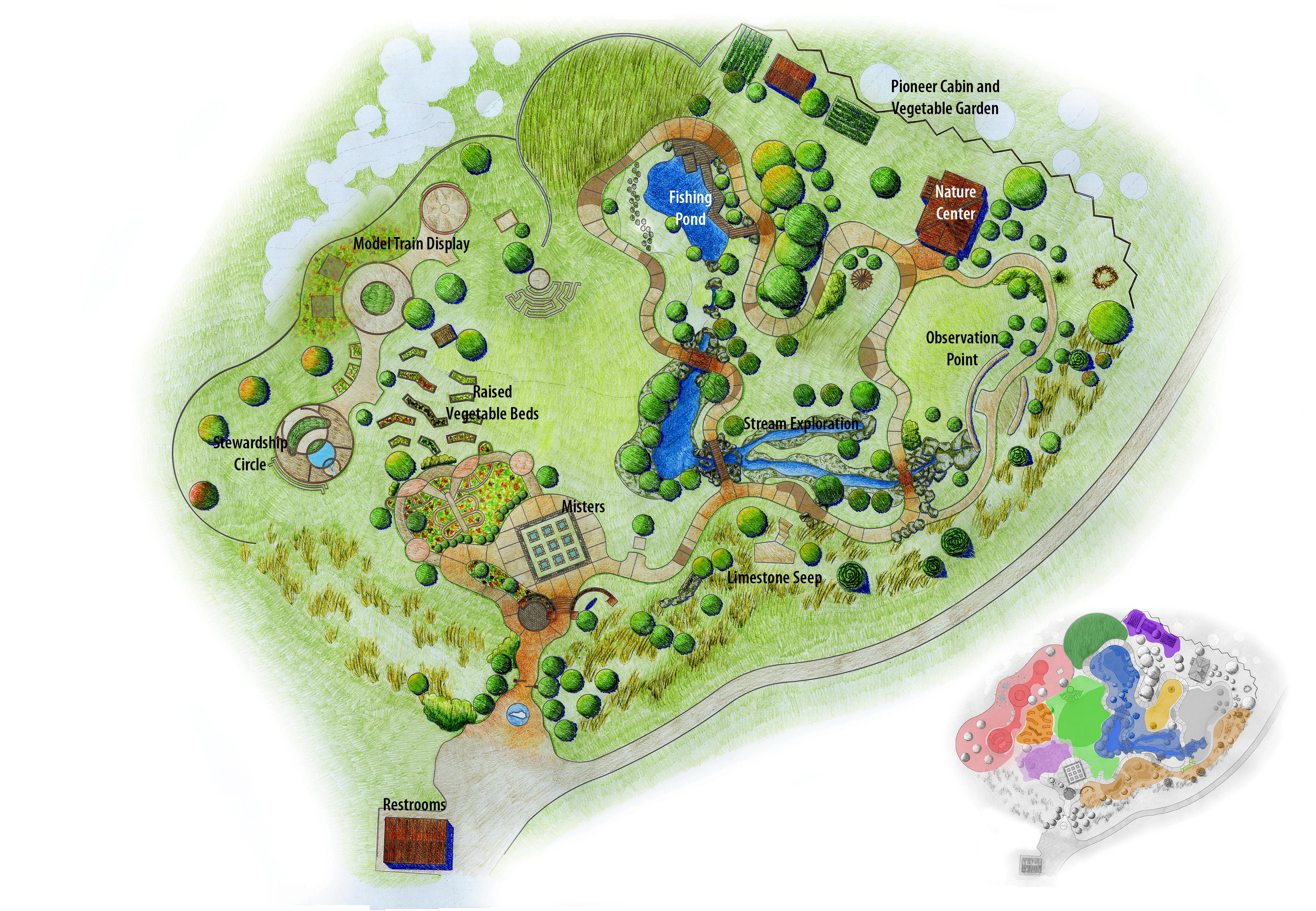 Kentucky Children's Garden map with labels of areas
